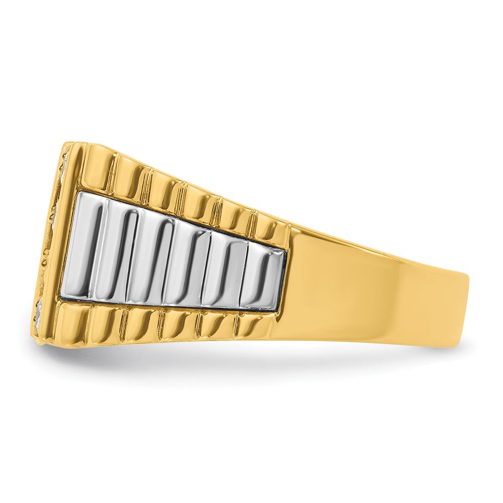 14K Bicolor-Gold Herren-Ring mit 1K Diamant