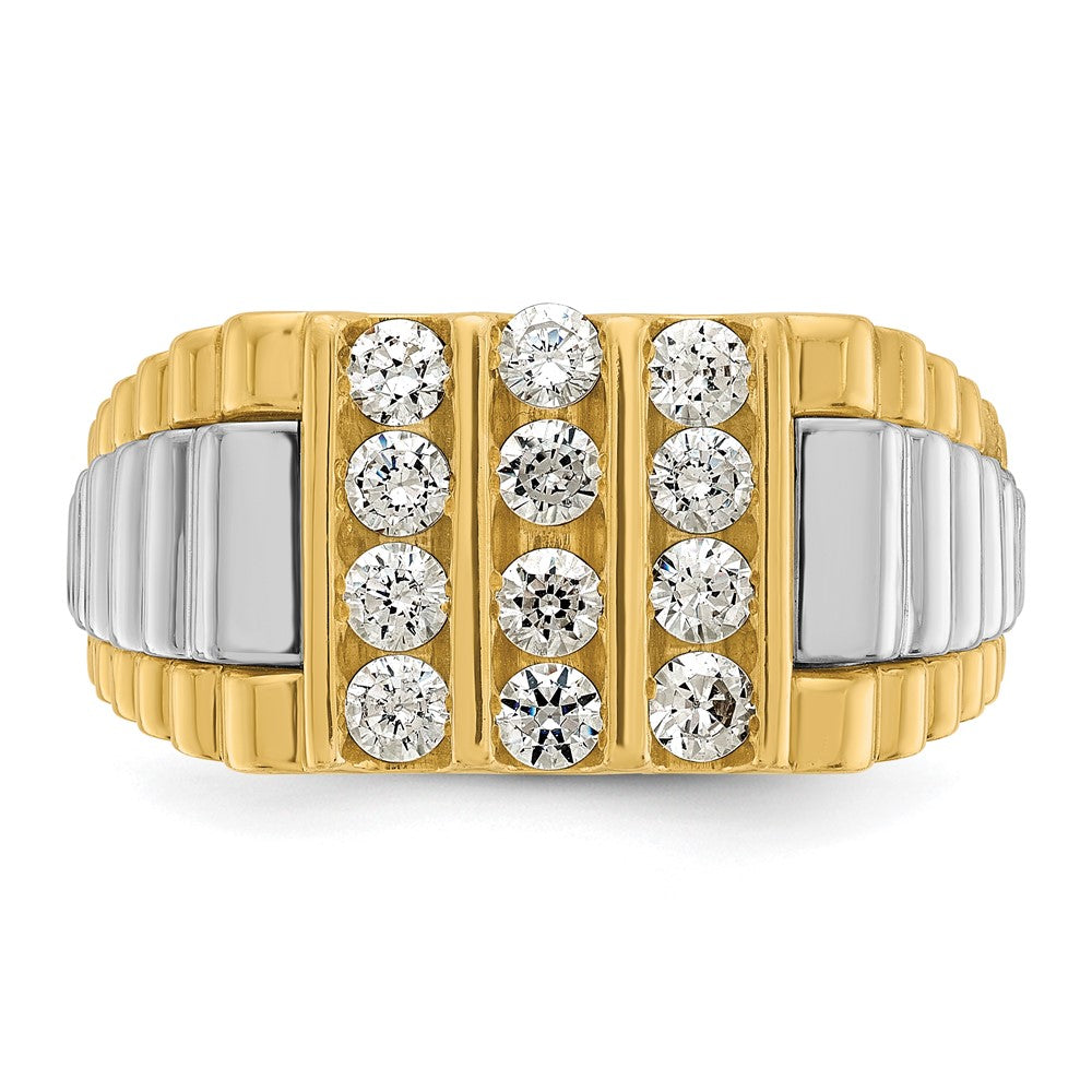14K Bicolor-Gold Herren-Ring mit 1K Diamant