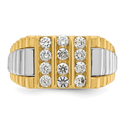 14K Bicolor-Gold Herren-Ring mit 1K Diamant