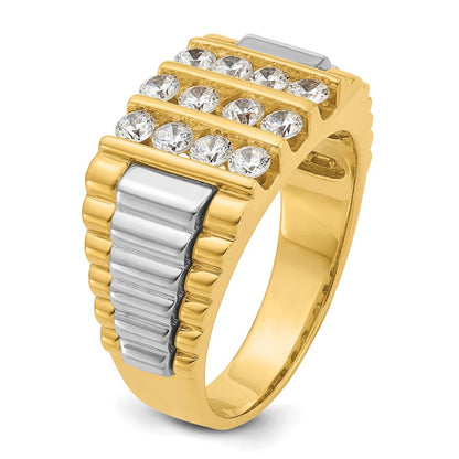 14K Bicolor-Gold Herren-Ring mit 1K Diamant