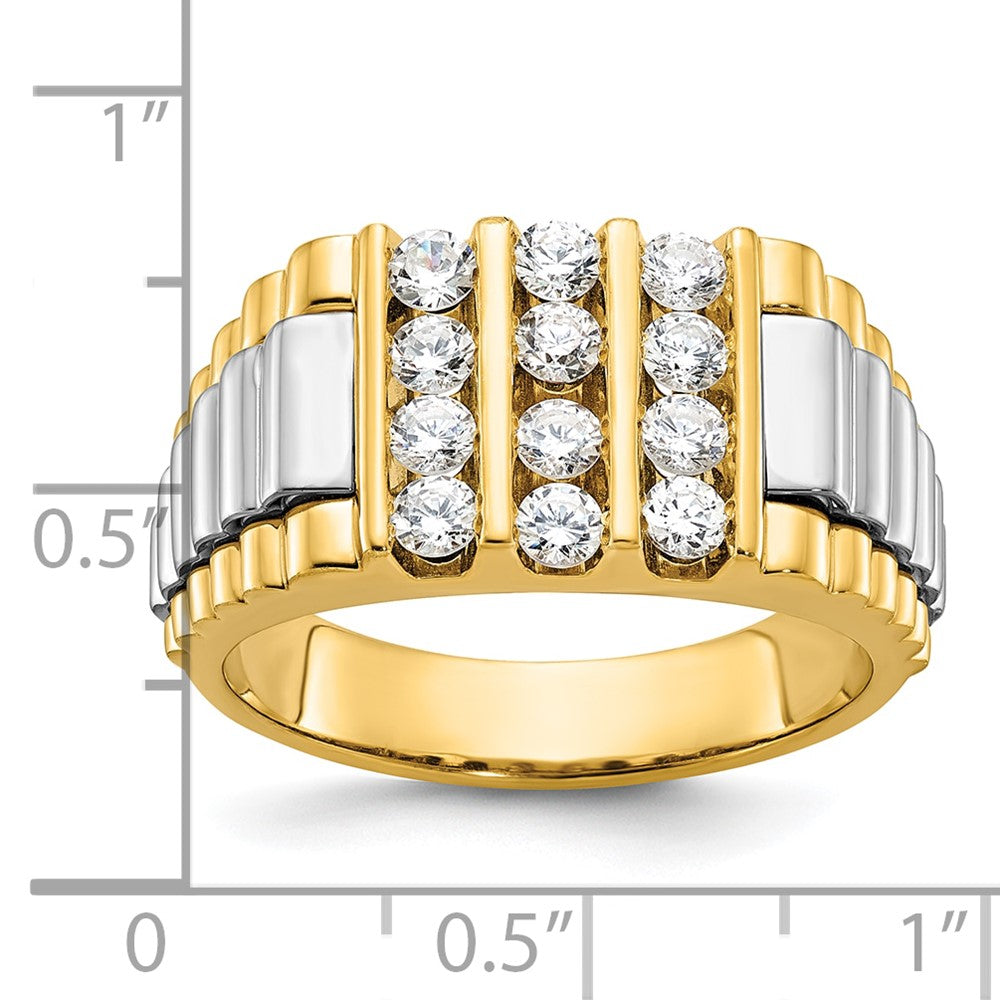 14K Bicolor-Gold Herren-Ring mit 1K Diamant