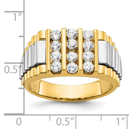 14K Bicolor-Gold Herren-Ring mit 1K Diamant