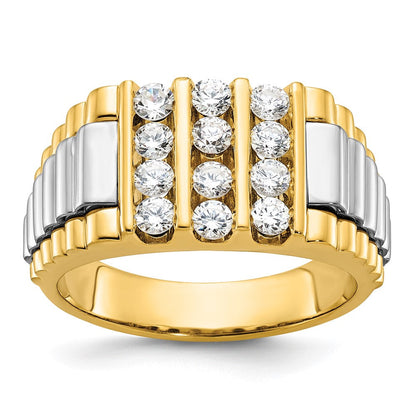 14K Bicolor-Gold Herren-Ring mit 1K Diamant
