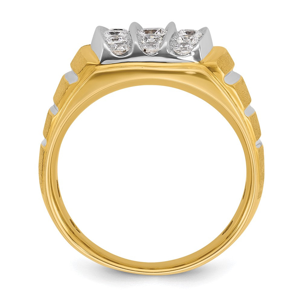 14K Bicolor Ring mit 1 ct. Labor-gewachsenen Diamanten VS/SI+ G+, poliert, satiniert und geriffelt, Cluster-Design, Herren
