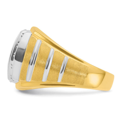 14K Bicolor Ring mit 1 ct. Labor-gewachsenen Diamanten VS/SI+ G+, poliert, satiniert und geriffelt, Cluster-Design, Herren