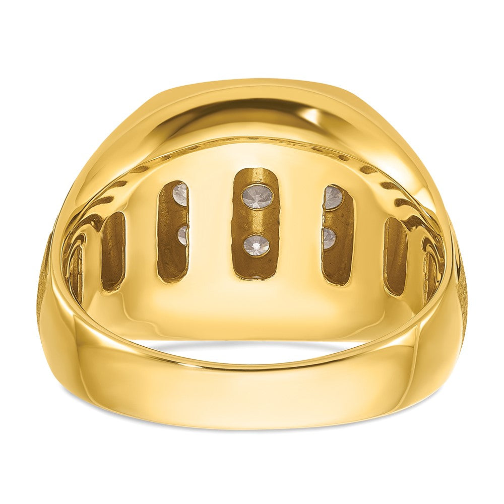 14K Gold Bicolor Herren-Ring, poliert und satiniert, mit 1K Diamant, komplett besetzt