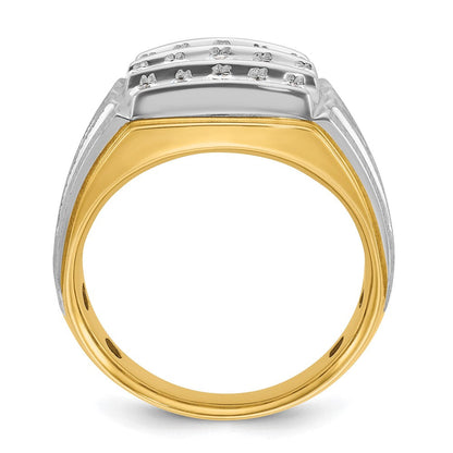 14K Bicolor Herren-Cluster-Ring mit 1 ct. im Labor gezüchteten Diamanten, VS/SI+ G+, poliert und satiniert