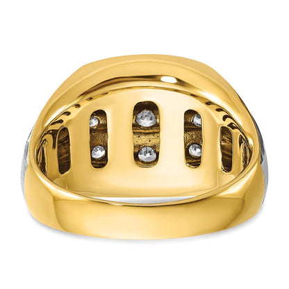 14K Bicolor Herren-Cluster-Ring mit 1 ct. im Labor gezüchteten Diamanten, VS/SI+ G+, poliert und satiniert