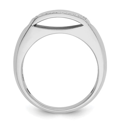 14K Weißgold Herren-Ring, poliert und satiniert, mit 0,375 Karat Diamanten, komplett besetzt