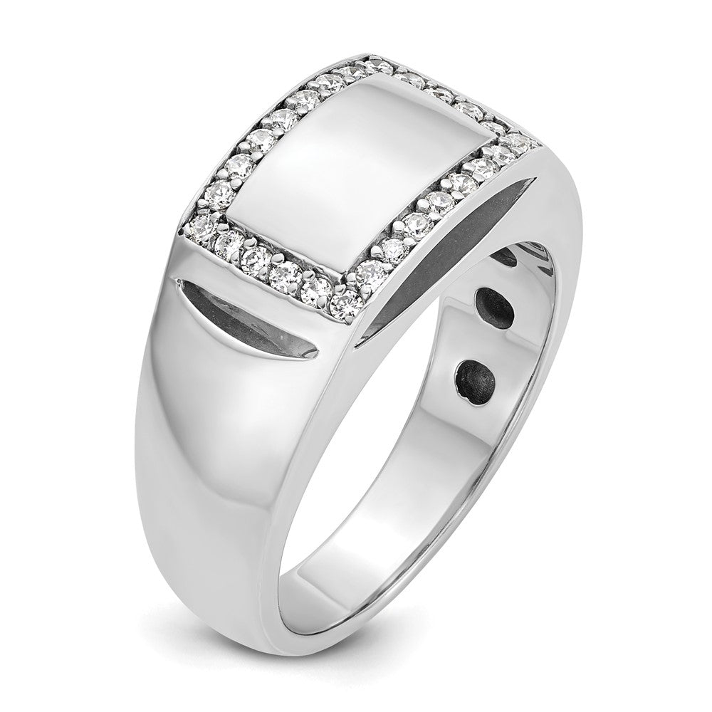 14K Weißgold Herren-Ring, poliert und satiniert, mit 0,375 Karat Diamanten, komplett besetzt