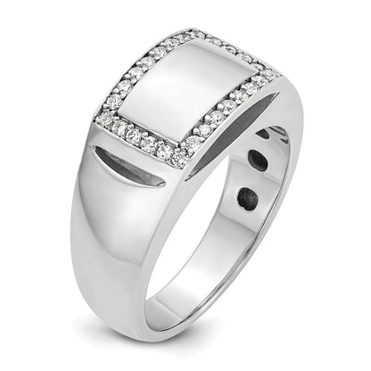 14K Weißgold Herren-Ring, poliert und satiniert, mit 0,375 Karat Diamanten, komplett besetzt