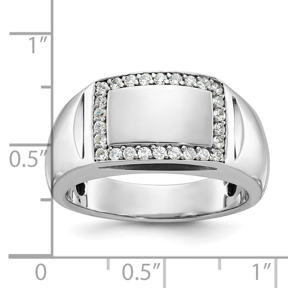 14K Weißgold Herren-Ring, poliert und satiniert, mit 0,375 Karat Diamanten, komplett besetzt