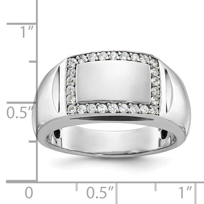 14K Weißgold Herren-Ring, poliert und satiniert, mit 0,375 Karat Diamanten, komplett besetzt