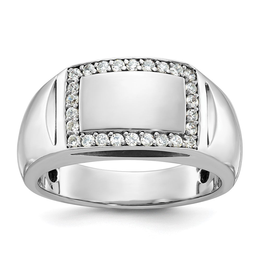 14K Weißgold Herren-Ring, poliert und satiniert, mit 0,375 Karat Diamanten, komplett besetzt
