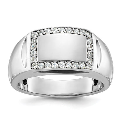 14K Weißgold Herren-Ring, poliert und satiniert, mit 0,375 Karat Diamanten, komplett besetzt