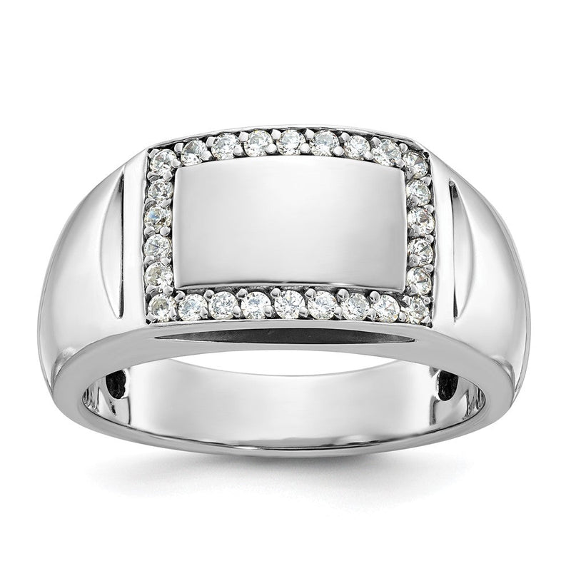 14K Weißgold Herren-Ring, poliert und satiniert, mit 0,375 Karat Diamanten, komplett besetzt