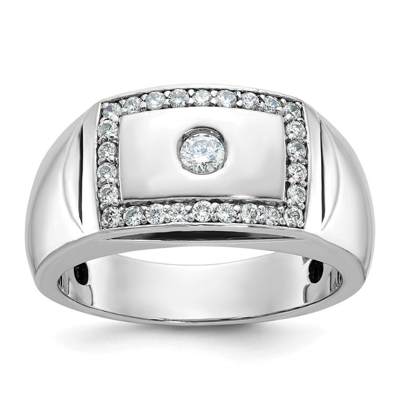 10K Weißgold Ibgoodman Herren Poliert und Ausgeschnitten 1/2 Karat A Qualität Diamant Rechteck Ring