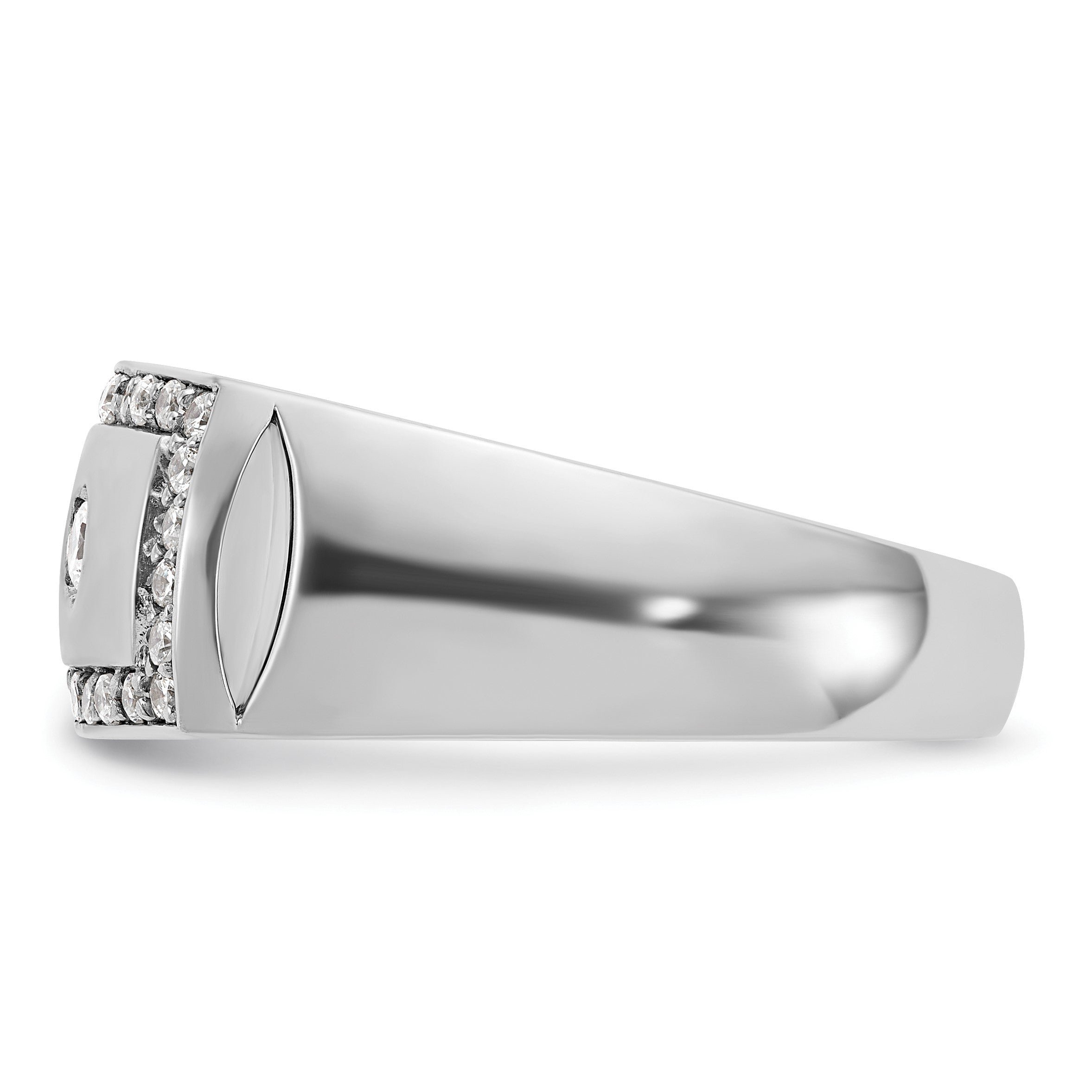 14K Weißgold Herrenring mit 0,5 ct. laborgezüchtetem Diamant, VS/SI+ G+, komplett durchbrochen