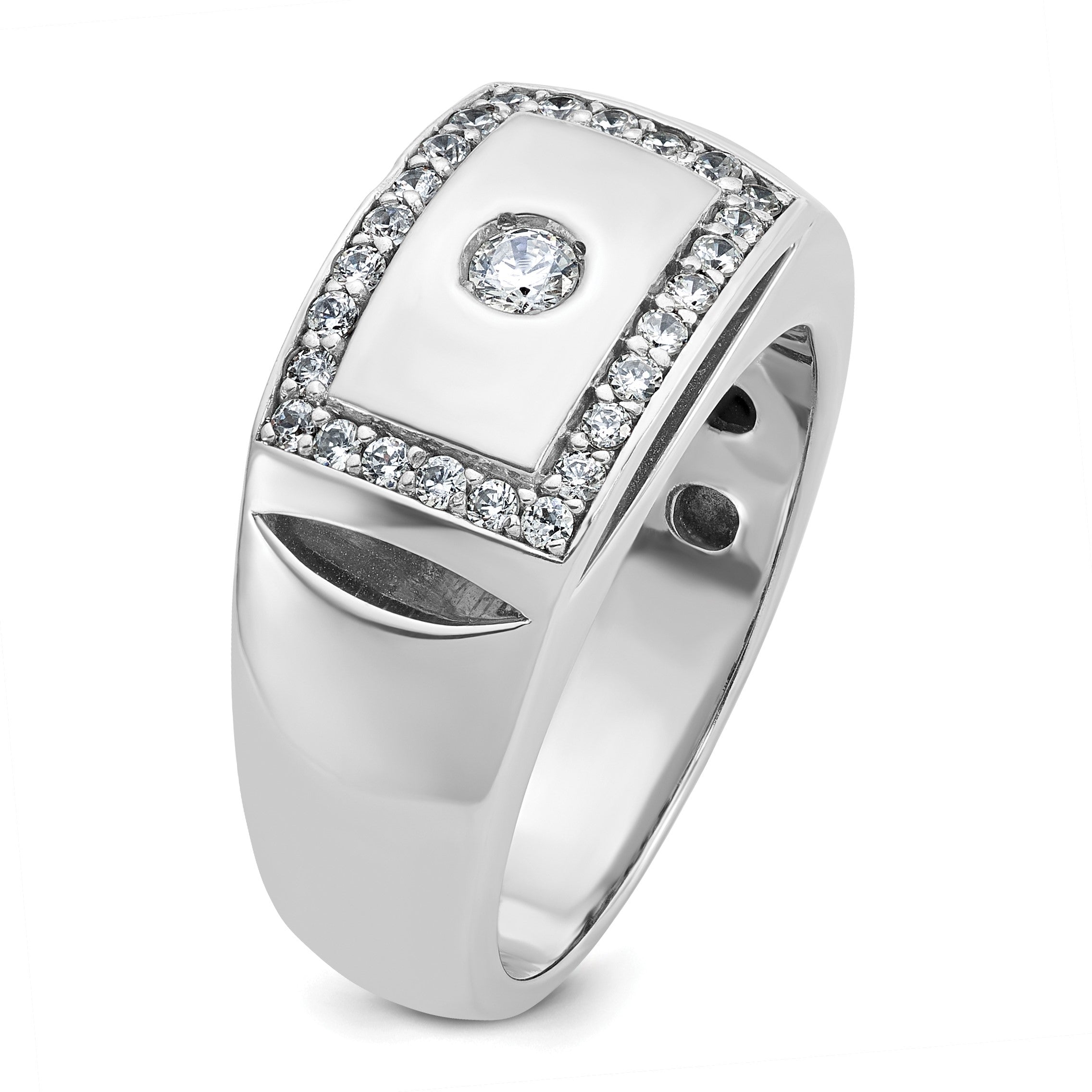 14K Weißgold Herrenring mit 0,5 ct. laborgezüchtetem Diamant, VS/SI+ G+, komplett durchbrochen
