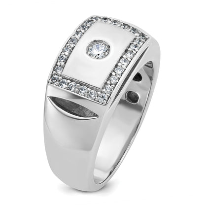 14K Weißgold Herrenring mit 0,5 ct. laborgezüchtetem Diamant, VS/SI+ G+, komplett durchbrochen