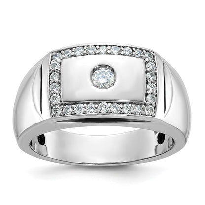 14K Weißgold Herrenring mit 0,5 ct. laborgezüchtetem Diamant, VS/SI+ G+, komplett durchbrochen