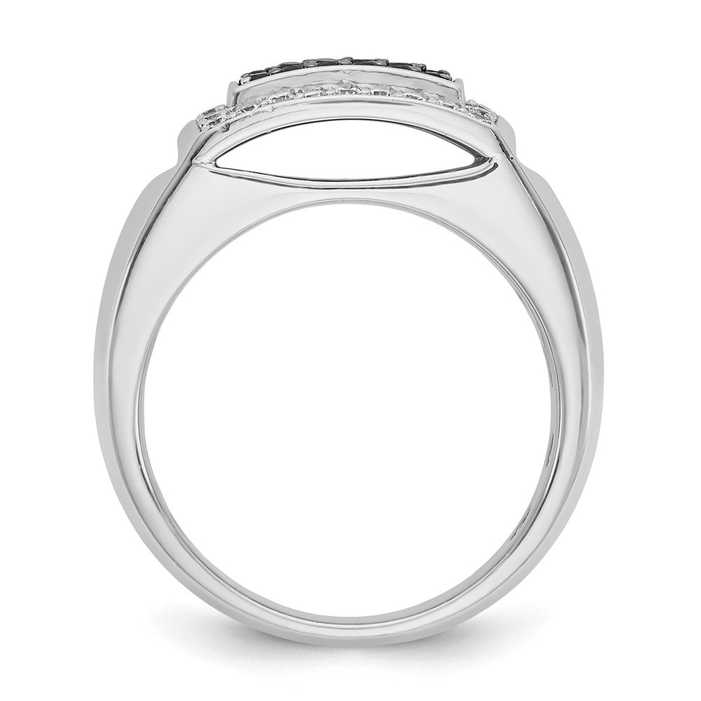14K Weißgold Herren-Ring mit 0,75K schwarzen und weißen Diamanten, komplett besetzt