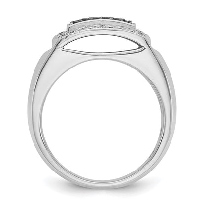 14K Weißgold Herren-Ring mit 0,75K schwarzen und weißen Diamanten, komplett besetzt