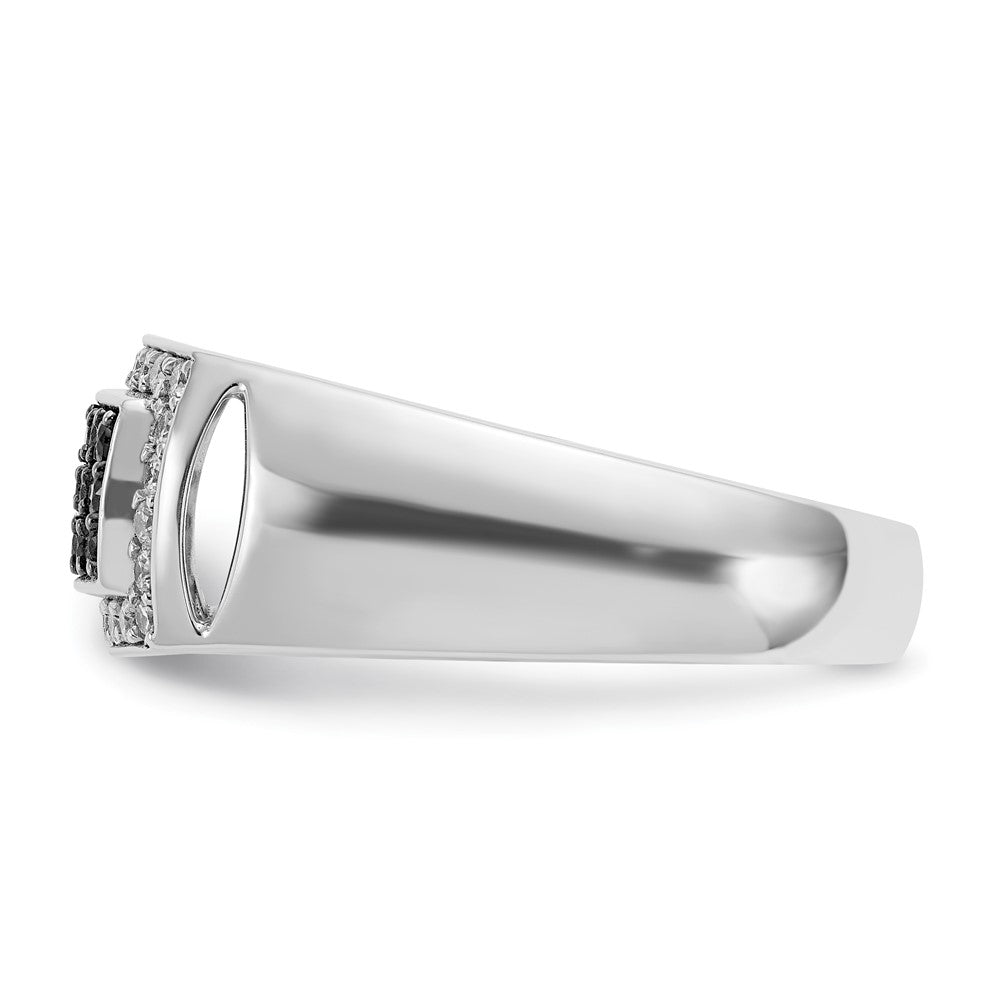 14K Weißgold Herren-Ring mit 0,75K schwarzen und weißen Diamanten, komplett besetzt