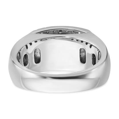 14K Weißgold Herren-Ring mit 0,75K schwarzen und weißen Diamanten, komplett besetzt