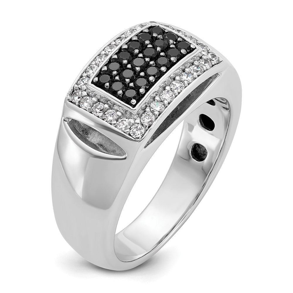 14K Weißgold Herren-Ring mit 0,75K schwarzen und weißen Diamanten, komplett besetzt