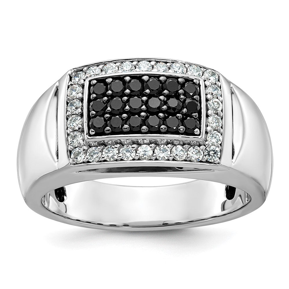 14K Weißgold Herren-Ring mit 0,75K schwarzen und weißen Diamanten, komplett besetzt