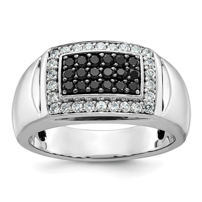 14K Weißgold Herren-Ring mit 0,75K schwarzen und weißen Diamanten, komplett besetzt