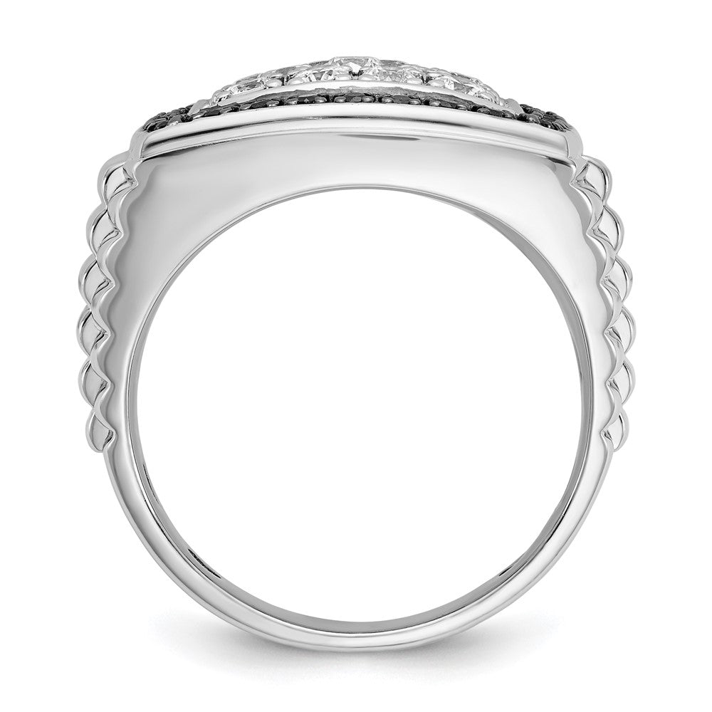14K Weißgold Herren-Ring mit 1 ct. schwarzen und weißen Diamanten