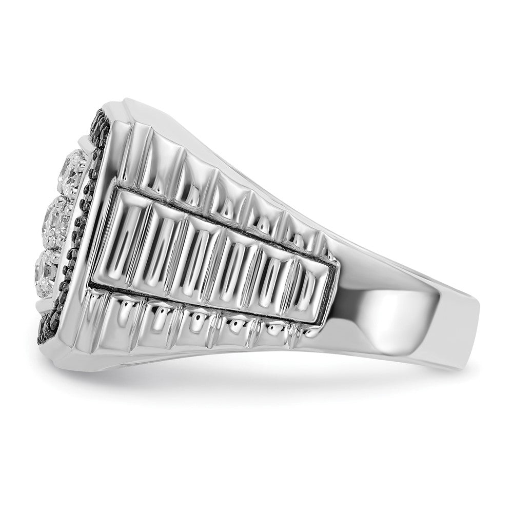 14K Weißgold Herren-Ring mit 1 ct. schwarzen und weißen Diamanten