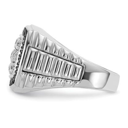 14K Weißgold Herren-Ring mit 1 ct. schwarzen und weißen Diamanten