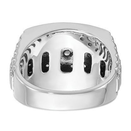 14K Weißgold Herren-Ring mit 1 ct. schwarzen und weißen Diamanten
