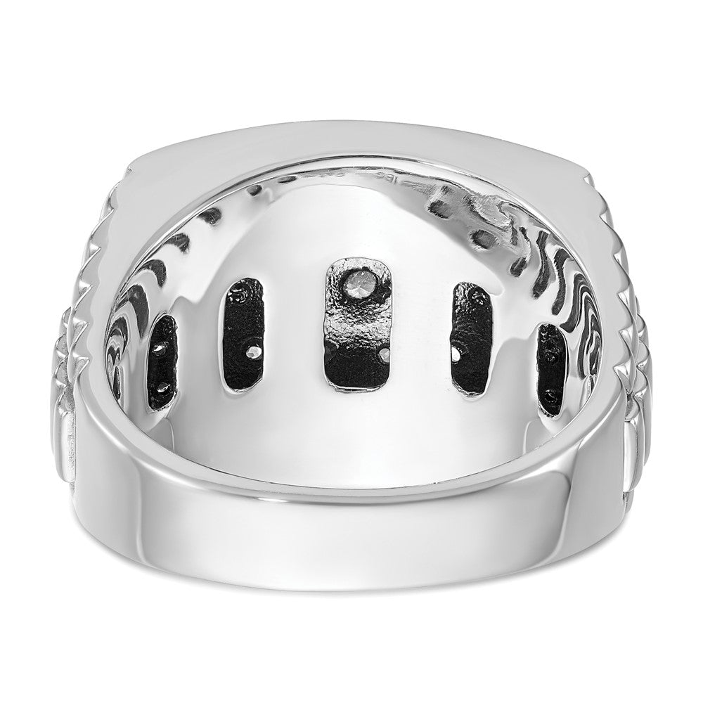 14K Weißgold Herrenring mit 1 ct. im Labor gezüchteten Diamanten VS/SI+ G+ und natürlich gewonnenen schwarzen Diamanten im Cluster-Design