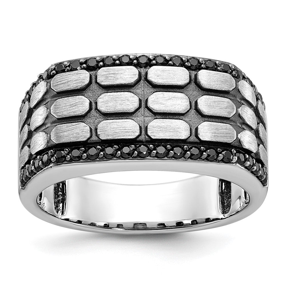 14K Weißgold mit Schwarzrhodium Herren Ring, satiniert, 0,375 Karat schwarze Diamanten, komplett besetzt