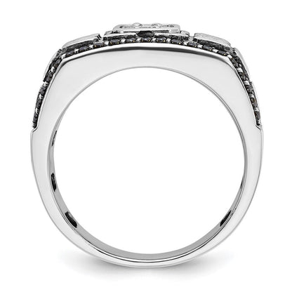 14K Weißgold mit Schwarzrhodium Herren Diamantring, satiniert, 0,625 ct