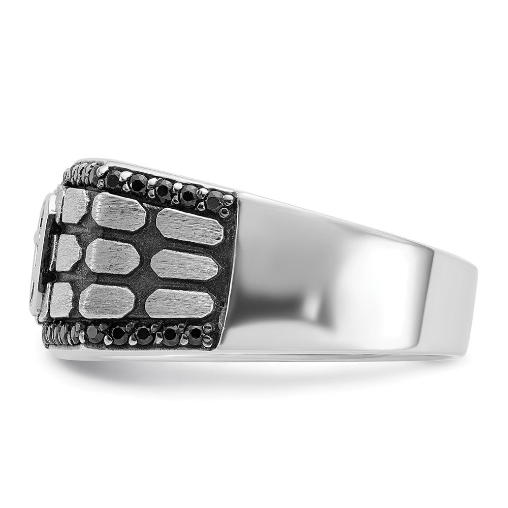 14K Weißgold mit Schwarzrhodium Herren Diamantring, satiniert, 0,625 ct