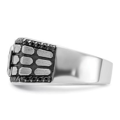 14K Weißgold mit Schwarzrhodium Herren Diamantring, satiniert, 0,625 ct