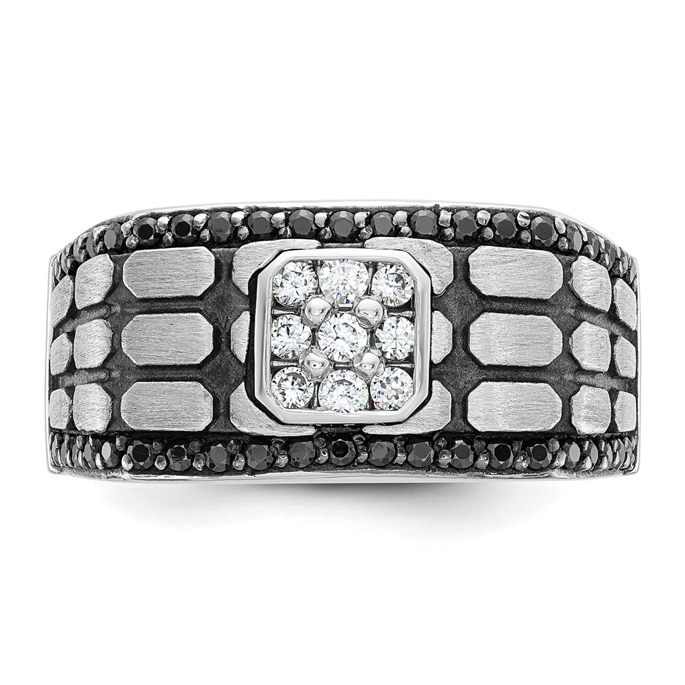 14K Weißgold mit Schwarzrhodium Herren Diamantring, satiniert, 0,625 ct