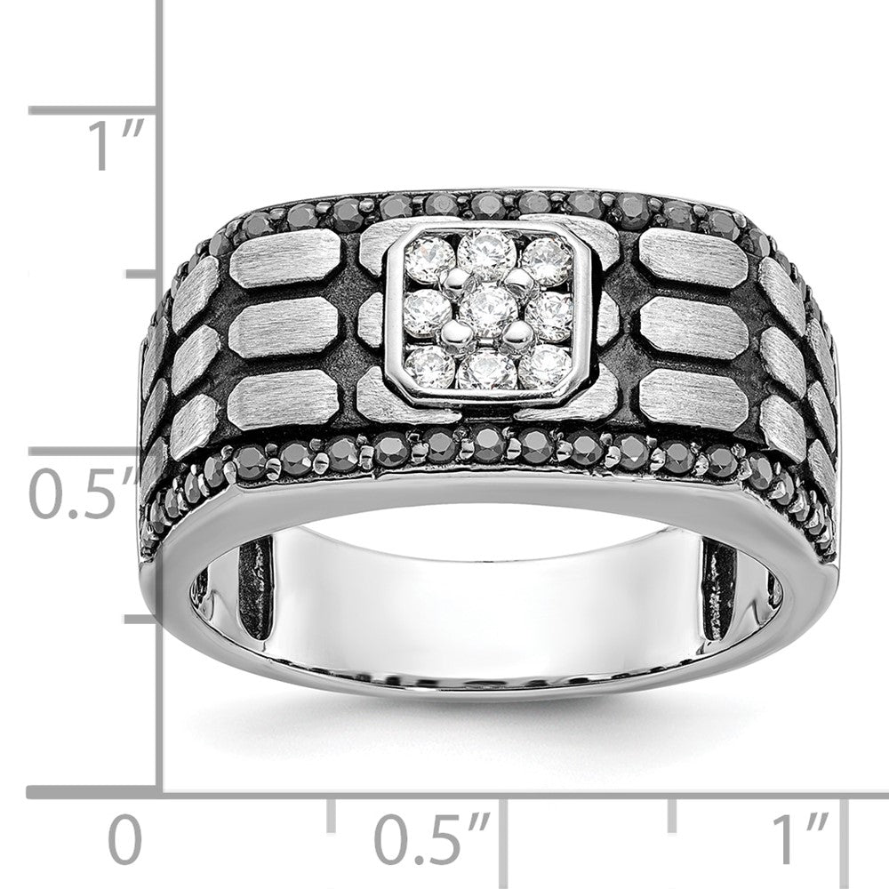 14K Weißgold mit Schwarzrhodium Herren Diamantring, satiniert, 0,625 ct