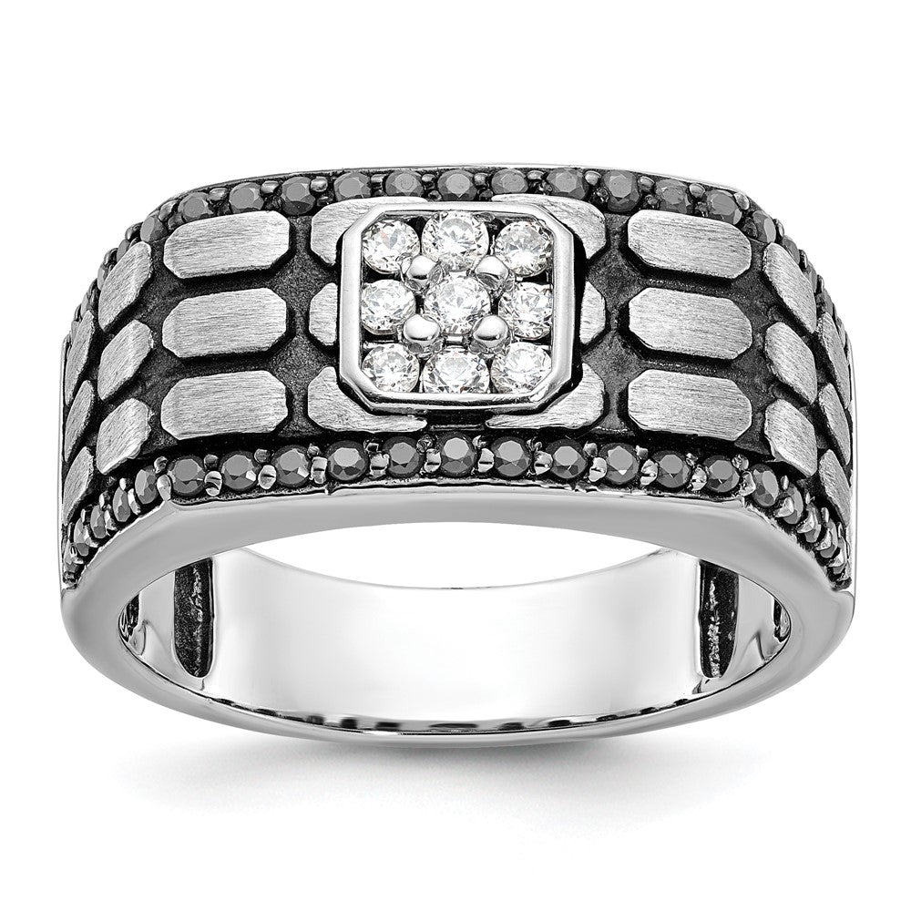 14K Weißgold mit Schwarzrhodium Herren Diamantring, satiniert, 0,625 ct