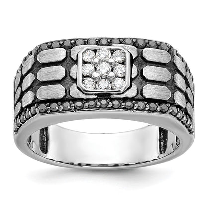 14K Weißgold mit Schwarzrhodium Herren Diamantring, satiniert, 0,625 ct