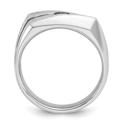14K Weißgold mit Schwarzrhodinierung Herren-Ring, satiniert, mit 0,2K Diamanten, komplett besetzt