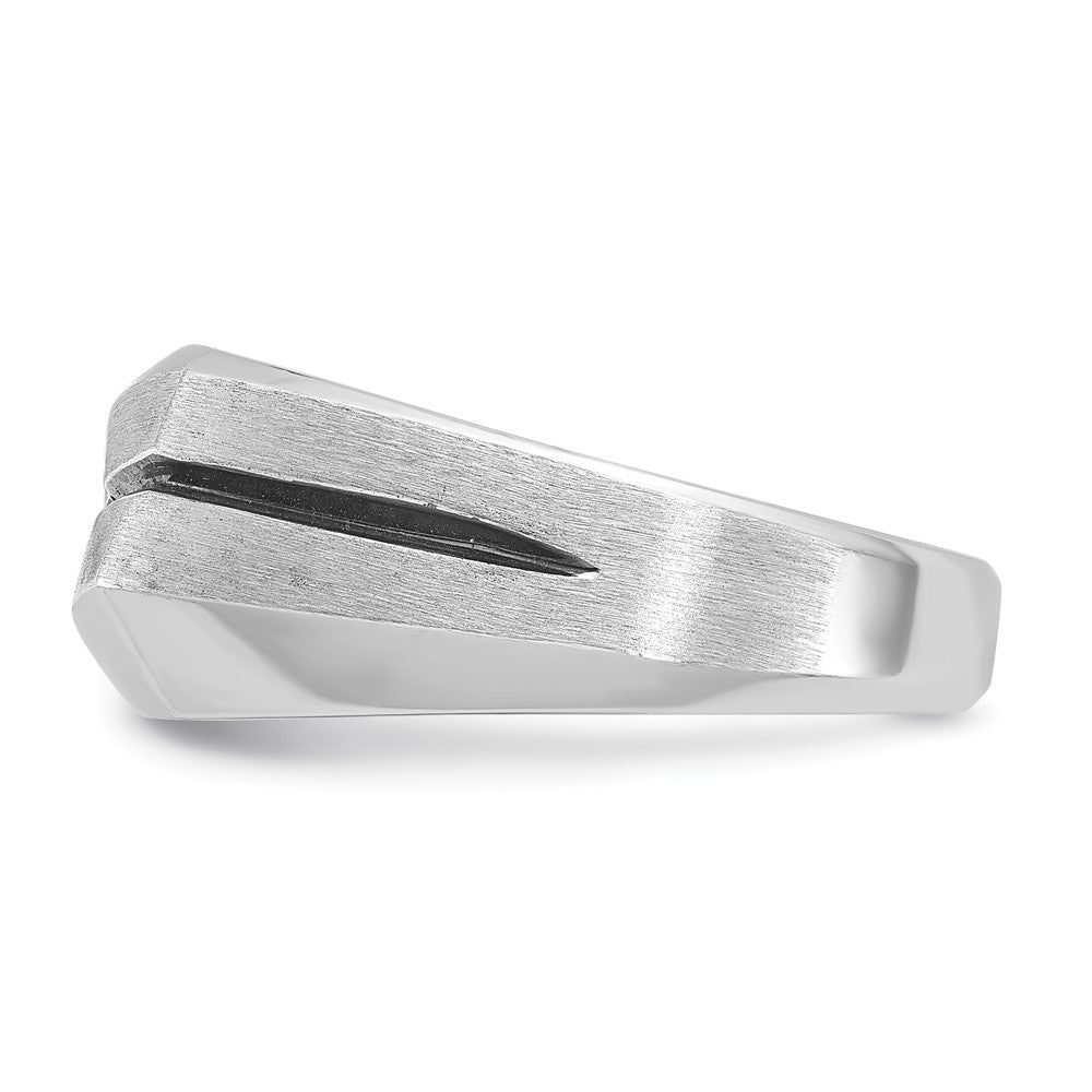 14K Weißgold mit Schwarzrhodinierung Herren-Ring, satiniert, mit 0,2K Diamanten, komplett besetzt