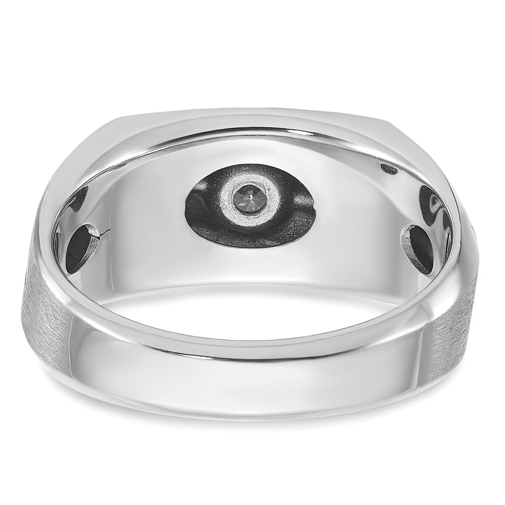 14K Weißgold mit Schwarzrhodinierung Herren-Ring, satiniert, mit 0,2K Diamanten, komplett besetzt