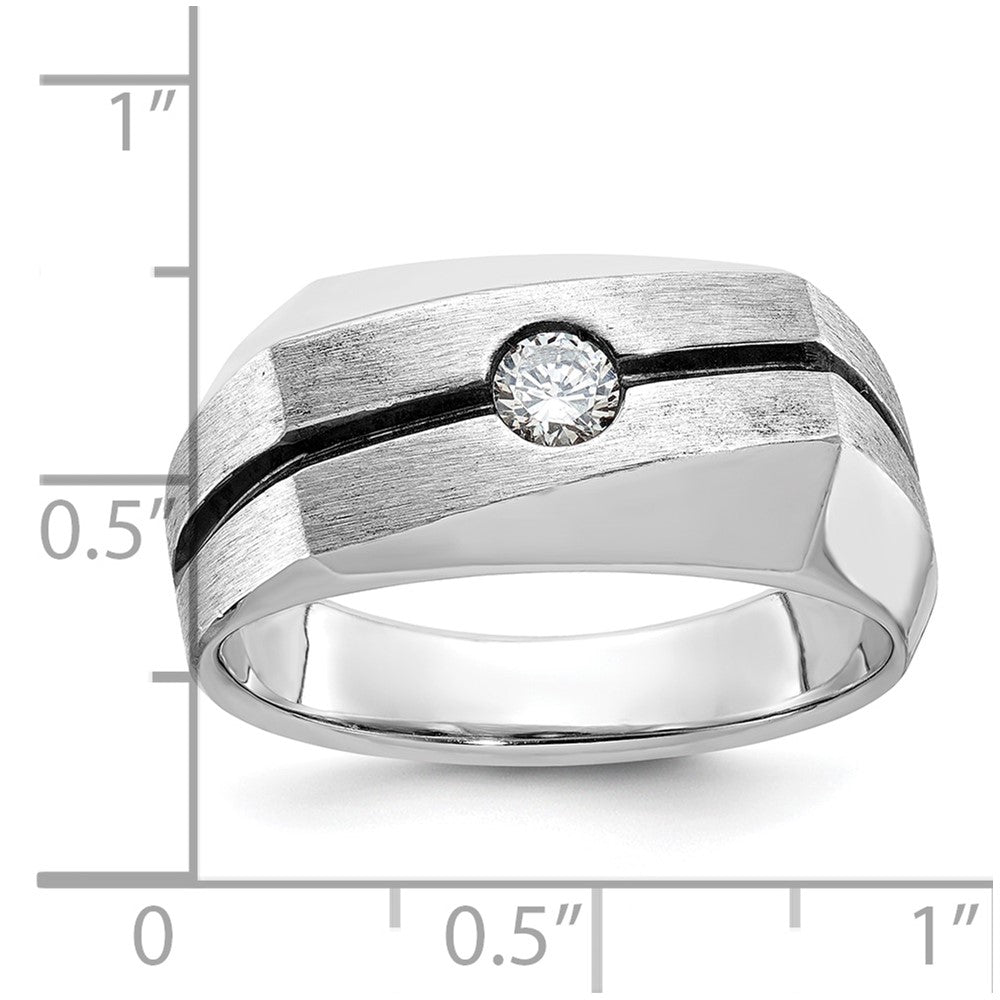 14K Weißgold mit Schwarzrhodinierung Herren-Ring, satiniert, mit 0,2K Diamanten, komplett besetzt