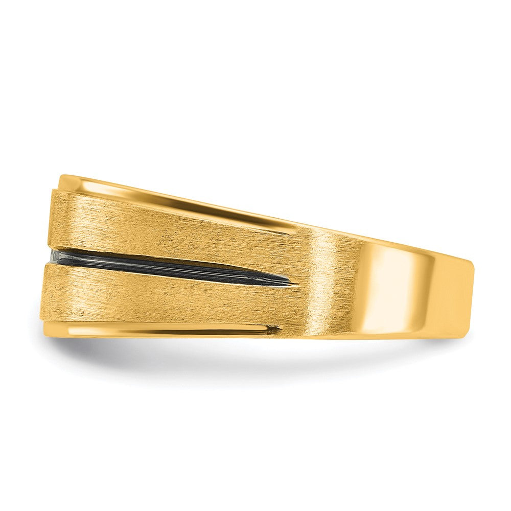 10K Gelbgold Ibgoodman Herren mit Schwarz Rhodium Satiniert Diamant Komplett Ring